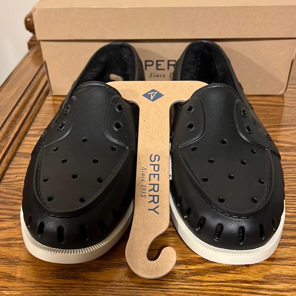 sperry Men’s AO Float Cozy BlackSlip On, Size 10